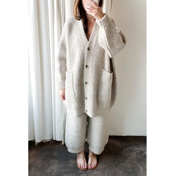 ~ISO~ Lauren Manoogian Long Waffle Cardigan, Aspen or Willow - Picture 1 of 3